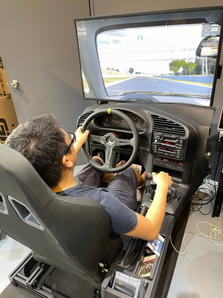 BMW E36 Replica Rig showcasing S5 racing capabilities in customizing a rig simulator that looks exactly like the real car using real car parts of the model being replicated