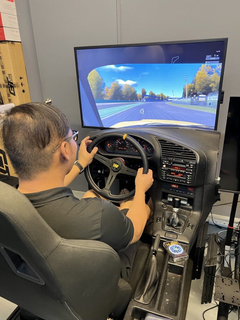 BMW E36 Replica Rig showcasing S5 racing capabilities in customizing a rig simulator that looks exactly like the real car using real car parts of the model being replicated